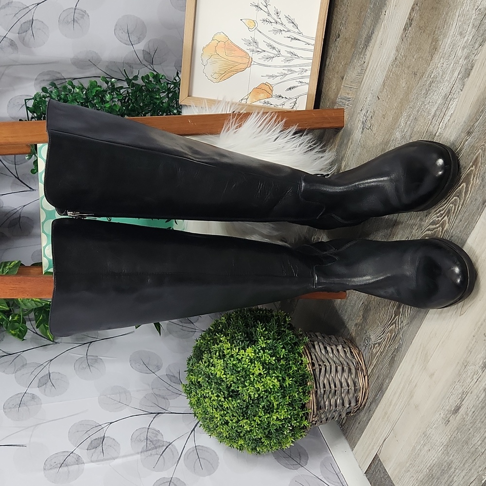 Marc Fisher Leather & Suede Mixed Media Riding Boots - 10 - Picture 8 of 16